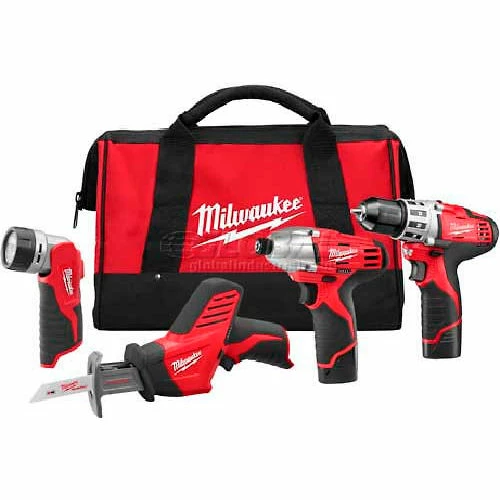 Milwaukee 2498-24 M12 Cordless 4-Tool Combo Kit 1 Milwaukee 2498-24 M12 Cordless 4-Tool Combo Kit