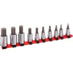 Wright Tool 311 3/8" & 1/2" Drive 1/8"-5/8" 10 Piece SAE Hex Bit Hand Socket Set
