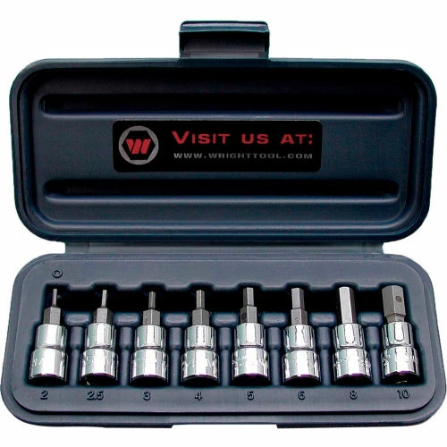 Wright Tool 353 3/8" Drive 2MM-10MM" 8 Piece Metric Hex Bit Hand Socket Set 1 Wright Tool 353 3/8" Drive 2MM-10MM" 8 Piece Metric Hex Bit Hand Socket Set