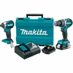 Makita® XT269R, 18V Compact Lithium-Ion Brushless Cordless Combo Kit, 2 Pc.