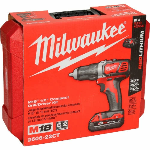 Milwaukee 2606-22CT M18 1/2" Cordless Compact Drill/Driver Kit 5 Milwaukee 2606-22CT M18 1/2" Cordless Compact Drill/Driver Kit - Image 5