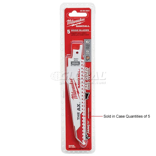 Milwaukee® 48-00-5021 6" 5 TPI The Ax™ SAWZALL® Blade (5 Pack) 6 Milwaukee® 48-00-5021 6" 5 TPI The Ax™ SAWZALL® Blade (5 Pack) - Image 6