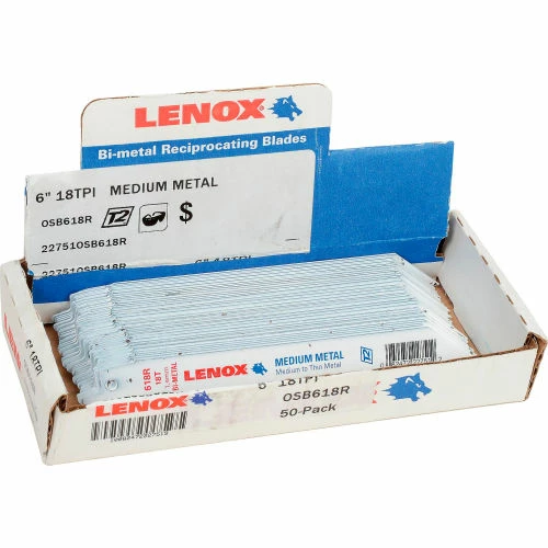 LENOX® 22751OSB618R Metal Cutting Reciprocating Saw Blade - 18 TPI 6"x3/4"x.035" 50-pack - Pkg Qty 50 2 LENOX® 22751OSB618R Metal Cutting Reciprocating Saw Blade - 18 TPI 6"x3/4"x.035" 50-pack - Pkg Qty 50 - Image 2