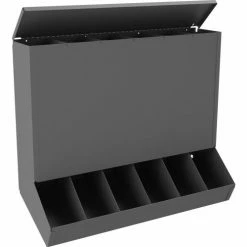 Durham Mfg. Durham Gravity Feed Dispenser With Lid, 6 Compartments, 20-3/4"W x 7-1/2"D x 4-1/4"H - Gray