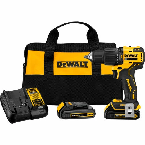 DeWALT® ATOMIC 20V MAX Cmpct Cordless Hammer Drill/Driver Kit, 1/2", Brushless, Li-Ion, 2-Speed 1 DeWALT® ATOMIC 20V MAX Cmpct Cordless Hammer Drill/Driver Kit, 1/2", Brushless, Li-Ion, 2-Speed