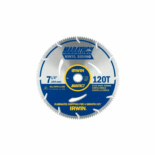 IRWIN Tools Vinyl Siding Circular Saw Blade 7-1/4" 120t X Universal Arbor -Carded - Pkg Qty 5 1 IRWIN Tools Vinyl Siding Circular Saw Blade 7-1/4" 120t X Universal Arbor -Carded - Pkg Qty 5