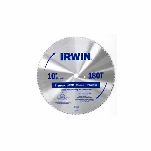 IRWIN Tools Circular Saw Blade-10" X 180t Plywood/Osb/Veneer/Plastic, 5/8" Arbor-Carded - Pkg Qty 5 1 IRWIN Tools Circular Saw Blade-10" X 180t Plywood/Osb/Veneer/Plastic, 5/8" Arbor-Carded - Pkg Qty 5