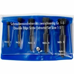 KNIPEX® 9R 471 900 3 Screw Extractor Double-Edged Set 5 Parts Size 1-5 In Vinyl Pouch