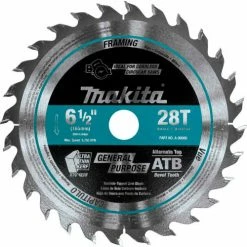 Makita® Carbide-Tipped Cordless Plunge Saw Blade, Wood, 6-1/2"Dia, 28 TPI