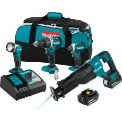 Makita® LXT® Cordless 4-Pc. Combo Kit, 5.0Ah, 18V, Lithium-Ion, Brushless, 1500 lbs Torque