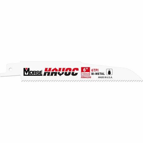 M.K. Morse 398367 Havoc® Bi-Metal Reciprocating Saw Blades 6"L x 7/8"W, 10 TPI, 20 PK 1 M.K. Morse 398367 Havoc® Bi-Metal Reciprocating Saw Blades 6"L x 7/8"W, 10 TPI, 20 PK
