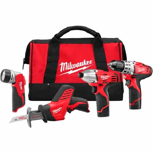 Milwaukee 2498-24 M12 Cordless 4-Tool Combo Kit 2 Milwaukee 2498-24 M12 Cordless 4-Tool Combo Kit - Image 2