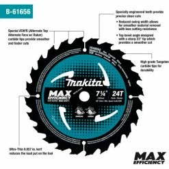 Makita® Carbide-Tipped Max Effcy Ultra-Thin Kerf Circular Saw Blade, 7-1/4"Dia, 24 TPI, 10/Pk 7 Makita® Carbide-Tipped Max Effcy Ultra-Thin Kerf Circular Saw Blade, 7-1/4"Dia, 24 TPI, 10/Pk -Cheap Power Tools Store Makita B 61656 4