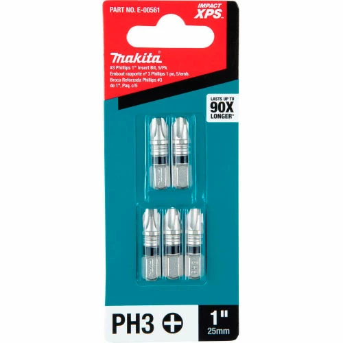 Makita® Impact XPS #3 Phillips 1" Insert Bit, Matte Nickel, 5/Pack 2 Makita® Impact XPS #3 Phillips 1" Insert Bit, Matte Nickel, 5/Pack - Image 2