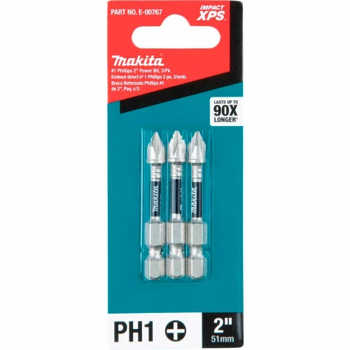 Makita® Impact XPS #1 Phillips 2" Power Bit, Matte Nickel, 3/Pack 2 Makita® Impact XPS #1 Phillips 2" Power Bit, Matte Nickel, 3/Pack - Image 2