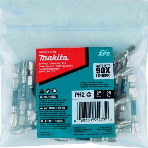 Makita® Impact XPS #2 Phillips 2" Power Bit, Matte Nickel, 25/Pack, Bulk 2 Makita® Impact XPS #2 Phillips 2" Power Bit, Matte Nickel, 25/Pack, Bulk - Image 2
