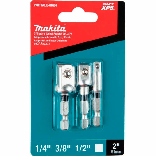 Makita® Impact XPS Square 2" Socket Adapter Set, 1/4", 3/8" and 1/2", Retention Ball-3/Pk 2 Makita® Impact XPS Square 2" Socket Adapter Set, 1/4", 3/8" and 1/2", Retention Ball-3/Pk - Image 2
