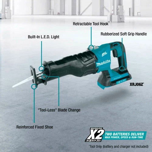 Makita® LXT® Cordless Recipro Saw, Tool Only, Li-Ion, 2X 18V, Brushless, 0-2300/3000 RPM 2 Makita® LXT® Cordless Recipro Saw, Tool Only, Li-Ion, 2X 18V, Brushless, 0-2300/3000 RPM - Image 2