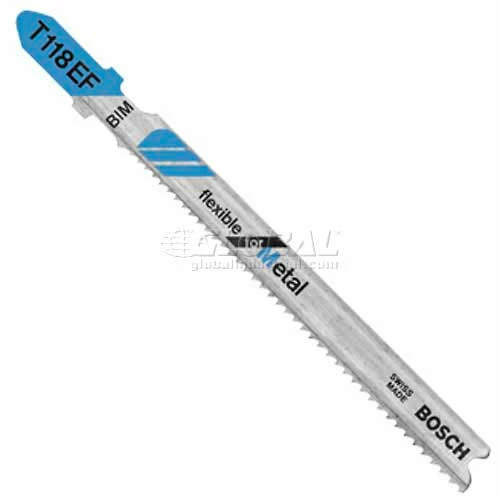 BOSCH® 3-5/8" Metal Cutting T-Shank Jigsaw Blade, T118EF, 18 TPI, 5-Piece - Pkg Qty 5 1 BOSCH® 3-5/8" Metal Cutting T-Shank Jigsaw Blade, T118EF, 18 TPI, 5-Piece - Pkg Qty 5