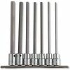 Urrea Hex Tip Socket Set, 4990-7L, 3/8" Drive, 7 Pieces, W/Clips & Rail