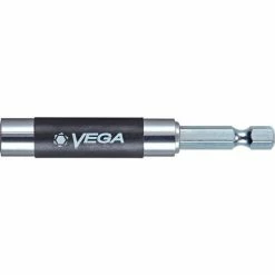 Vega 1/4 Mag Bit Holder w/ Finder Sleeve x 3-1/8", Zinc Finish, Steel + Stainless Steel