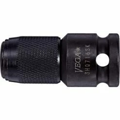 Vega 1/4 x 3/8 Quick Release Square Drive Bit Holder x 1-3/4", Black Oxide Finish, S2 Modified Steel