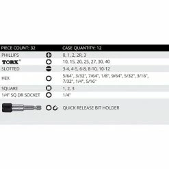 Vega 32pc Standard Driver Bit Set, Gunmetal Grey, S2 Modified Steel -Cheap Power Tools Store bit set contents v32 1p 1
